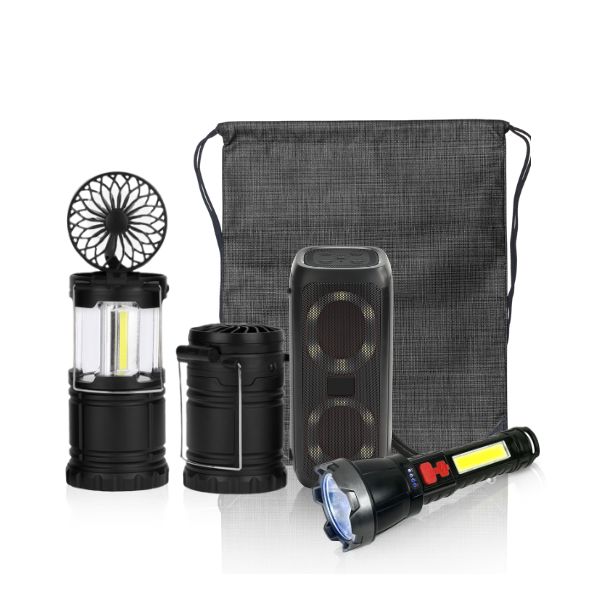 סט הכולל: 
עששית FORCELIGHT גדולה בשילוב מאוור +
רמקול EVERCHARGE מעוצב בלוטוס ורדיו +
פנס יד גדול FORCELIGHT עוצמתי במיוחד +
תיק שרוכים מאריג אלבד ייחודי. 